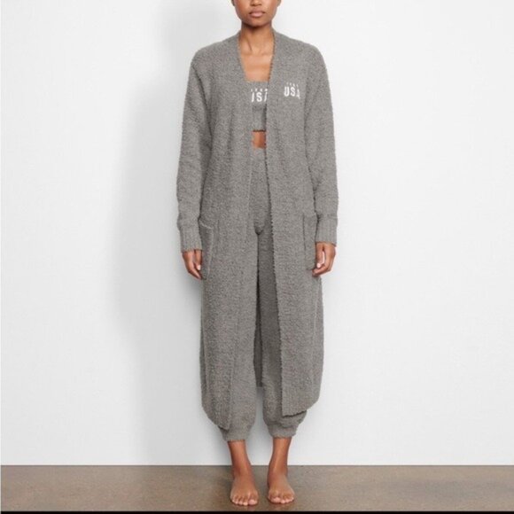 SKIMS Cozy Knit Long Robe Team USA Gray 2X/3X - Picture 2 of 11